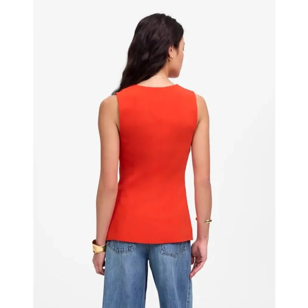 NWT Madewell Cutaway Long Vest in Bright Flame Size 2